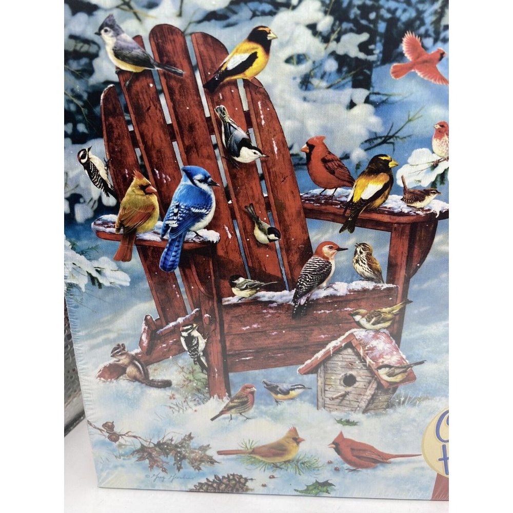 Jigsaw Puzzle Cobble Hill Snow Winter Landscape Adirondack Birds 1000 Piece  NEW